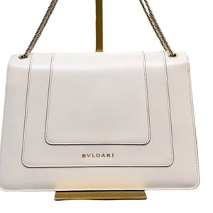 Bulgari Serpenti Forever Shoulder Bag, White Calfskin, Palladium Hardware