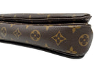 Load image into Gallery viewer, Close-up of a brown leather product with gold monogram pattern on a white background
