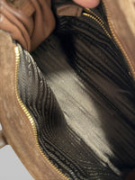 Load image into Gallery viewer, Prada Medium Bonnie Shoulder Bag – Brown Suede Gold-tone Hardware
