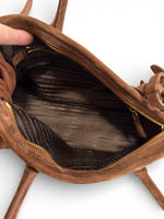 Load image into Gallery viewer, Prada Medium Bonnie Shoulder Bag – Brown Suede Gold-tone Hardware
