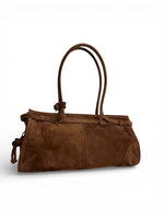 Load image into Gallery viewer, Prada Medium Bonnie Shoulder Bag – Brown Suede Gold-tone Hardware
