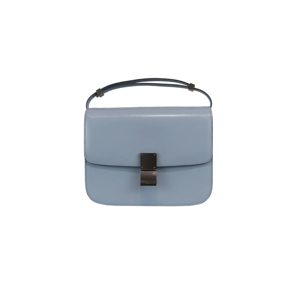 Celine Medium Classic Box Light Blue Silver Tone Hardware