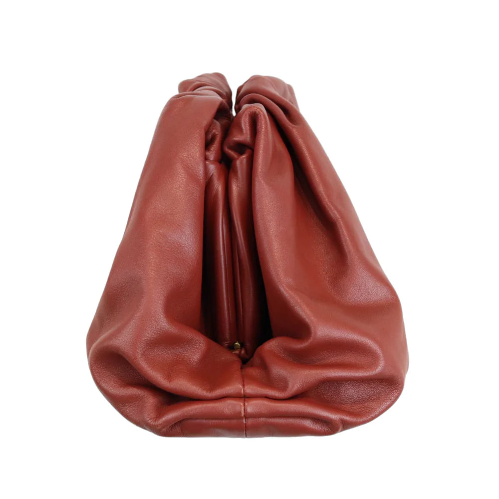 Bottega Veneta Butter Calf the Pouch Oversized Clutch Rust