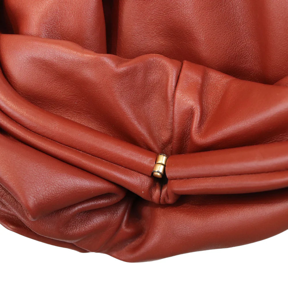 Bottega Veneta Butter Calf the Pouch Oversized Clutch Rust