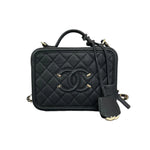 Load image into Gallery viewer, Caviar Quilted Medium CC Filigree Vanity Case Black GHW
