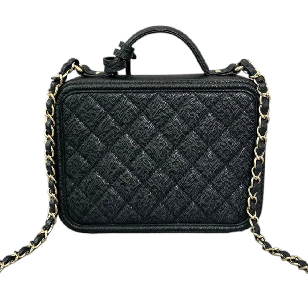 Caviar Quilted Medium CC Filigree Vanity Case Black GHW