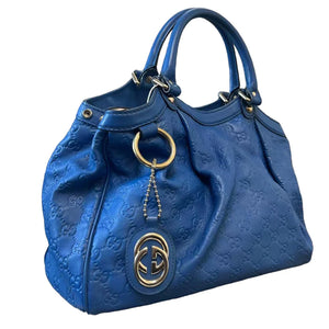 Sukey Tote Medium Guccissima Leather Blue SHW