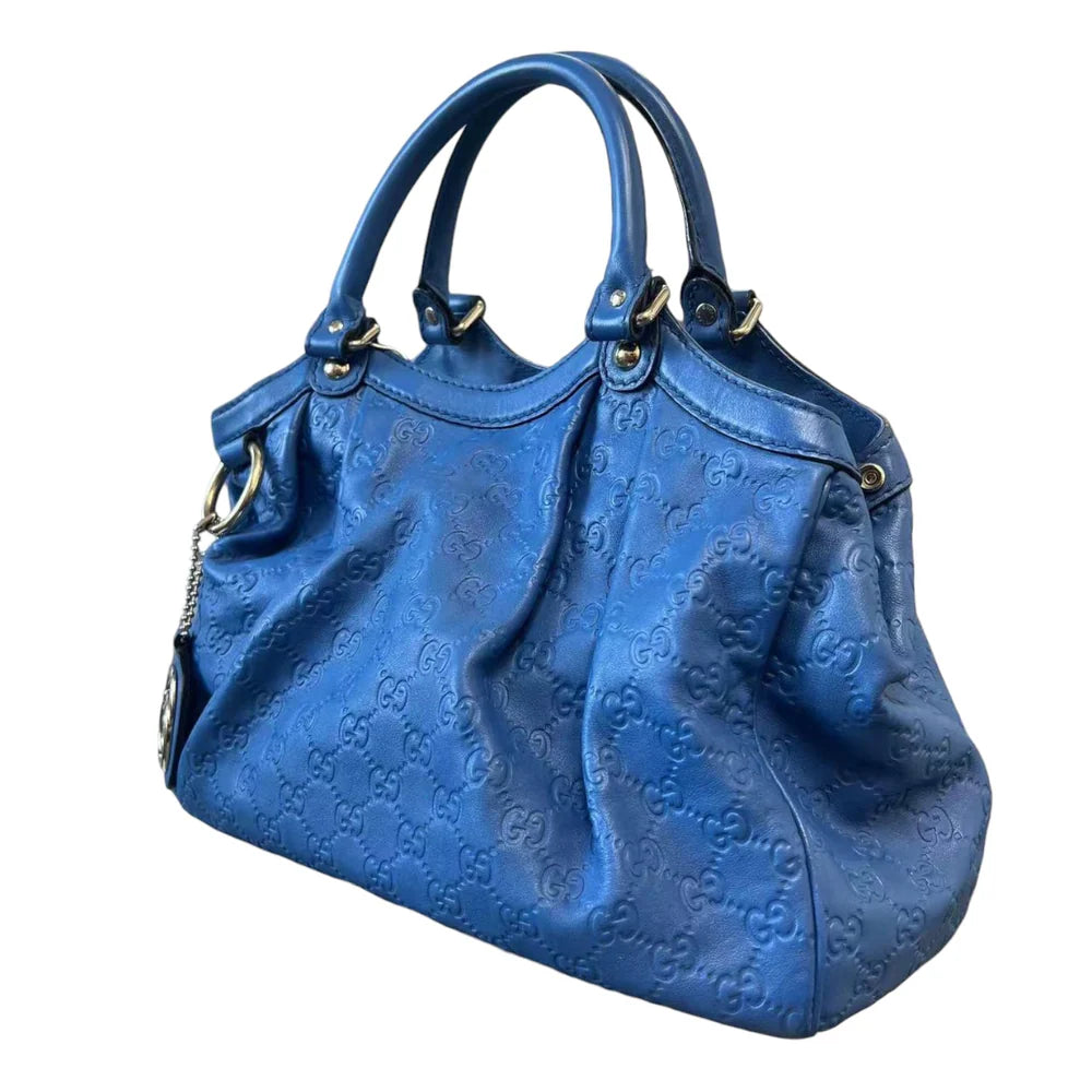 Sukey Tote Medium Guccissima Leather Blue SHW