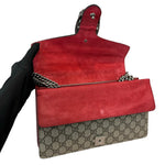 将图片加载到图库查看器，Gucci Dionysus Small Beige GG Supreme Monogram and Red Interior, Silver-tone Hardware
