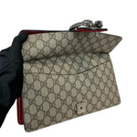 将图片加载到图库查看器，Gucci Dionysus Small Beige GG Supreme Monogram and Red Interior, Silver-tone Hardware
