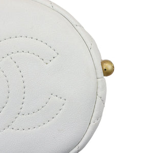 Chanel Pearl Drawstring Bucket Mini Calfskin Quilted White GHW