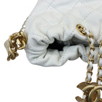 将图片加载到图库查看器，Chanel Pearl Drawstring Bucket Mini Calfskin Quilted White GHW
