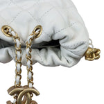 将图片加载到图库查看器，Chanel Pearl Drawstring Bucket Mini Calfskin Quilted White GHW
