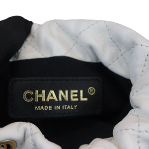 Chanel Pearl Drawstring Bucket Mini Calfskin Quilted White GHW