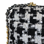 将图片加载到图库查看器，Chanel 19 Flap Large Ribbon Houndstooth Tweed Black White MHW
