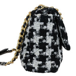 Charger l&#39;image dans la galerie, Chanel 19 Flap Large Ribbon Houndstooth Tweed Black White MHW
