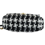 将图片加载到图库查看器，Chanel 19 Flap Large Ribbon Houndstooth Tweed Black White MHW
