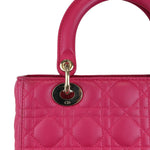 将图片加载到图库查看器，Christian Dior Medium Lady Dior Lambskin Cannage Pink GHW
