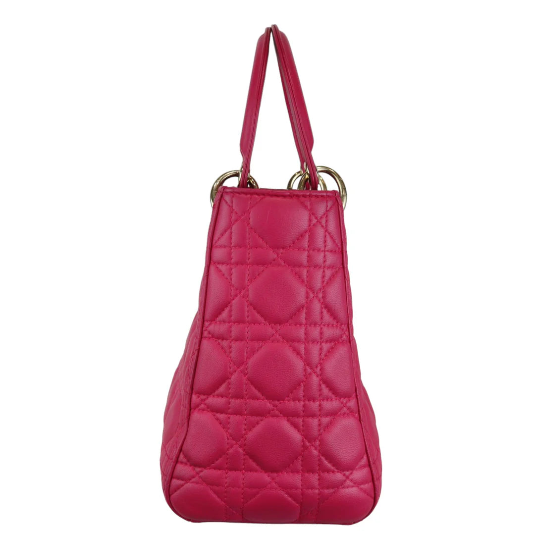 Christian Dior Medium Lady Dior Lambskin Cannage Pink GHW