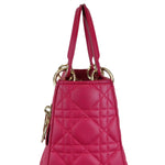 将图片加载到图库查看器，Christian Dior Medium Lady Dior Lambskin Cannage Pink GHW
