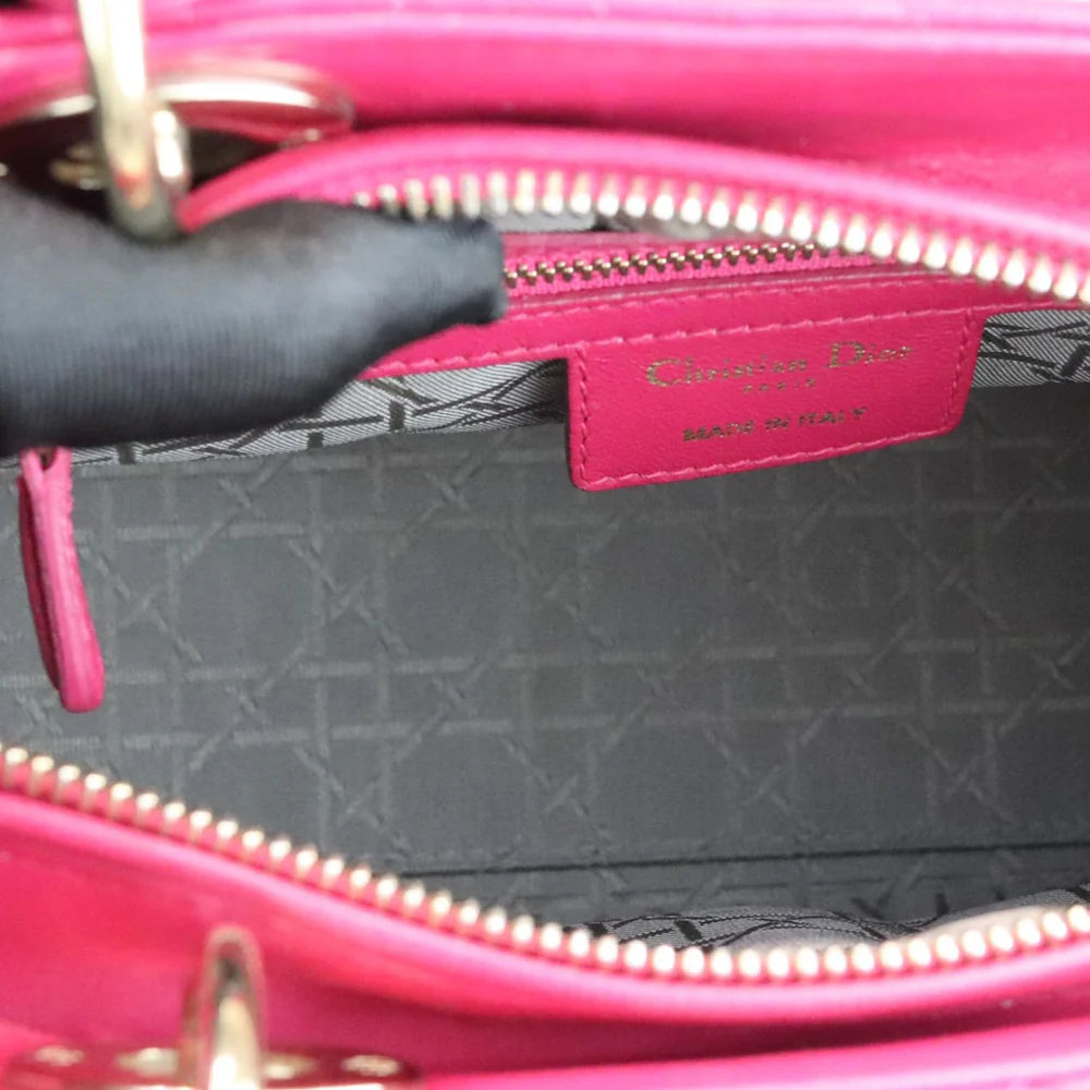 Christian Dior Medium Lady Dior Lambskin Cannage Pink GHW