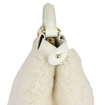 Charger l&#39;image dans la galerie, Fendi Peekaboo Iconic Satchel Mini Shearling Shiny White GHW
