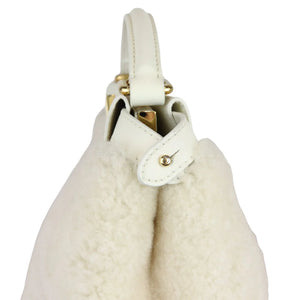 Fendi Peekaboo Iconic Satchel Mini Shearling Shiny White GHW