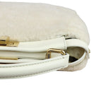 Charger l&#39;image dans la galerie, Fendi Peekaboo Iconic Satchel Mini Shearling Shiny White GHW
