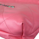 将图片加载到图库查看器，Chanel 22 Drawstring Rainbow Hardware Calfskin Quilted Pink
