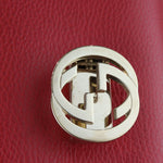 将图片加载到图库查看器，Gucci Dollar Interlocking G Top Handle Medium Calfskin Red Gold Hardware
