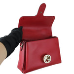 Charger l&#39;image dans la galerie, Gucci Dollar Interlocking G Top Handle Medium Calfskin Red Gold Hardware
