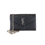 将图片加载到图库查看器，Saint Laurent Wallet On Chain Cassandre Black Grained Calfskin
