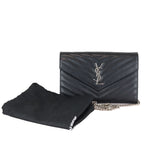 将图片加载到图库查看器，Saint Laurent Wallet On Chain Cassandre Black Grained Calfskin
