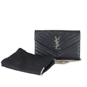 Saint Laurent Wallet On Chain Cassandre Black Grained Calfskin