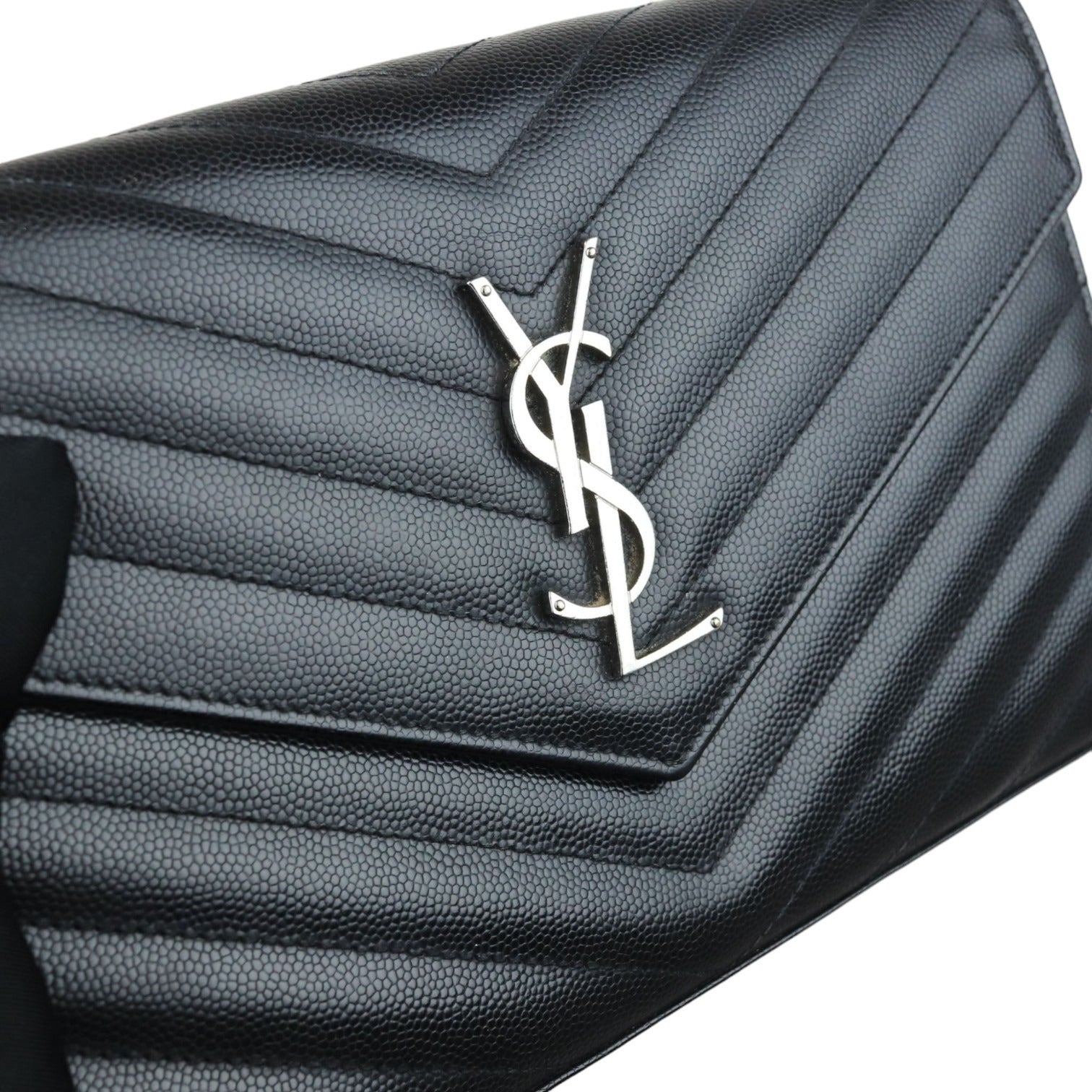 Saint Laurent Wallet On Chain Cassandre Black Grained Calfskin