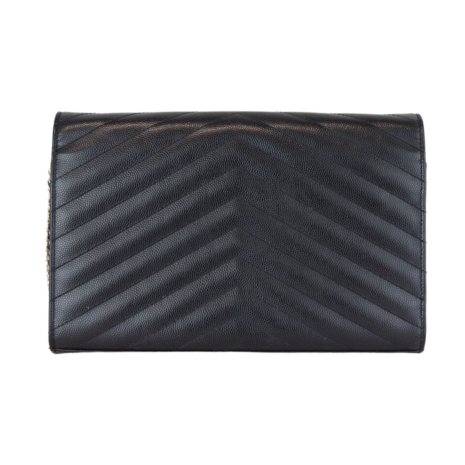 Saint Laurent Wallet On Chain Cassandre Black Grained Calfskin