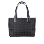 Load image into Gallery viewer, Chanel Vintage Travel Line PM Tote Nylon Black Brown SHW
