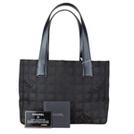 Load image into Gallery viewer, Chanel Vintage Travel Line PM Tote Nylon Black Brown SHW
