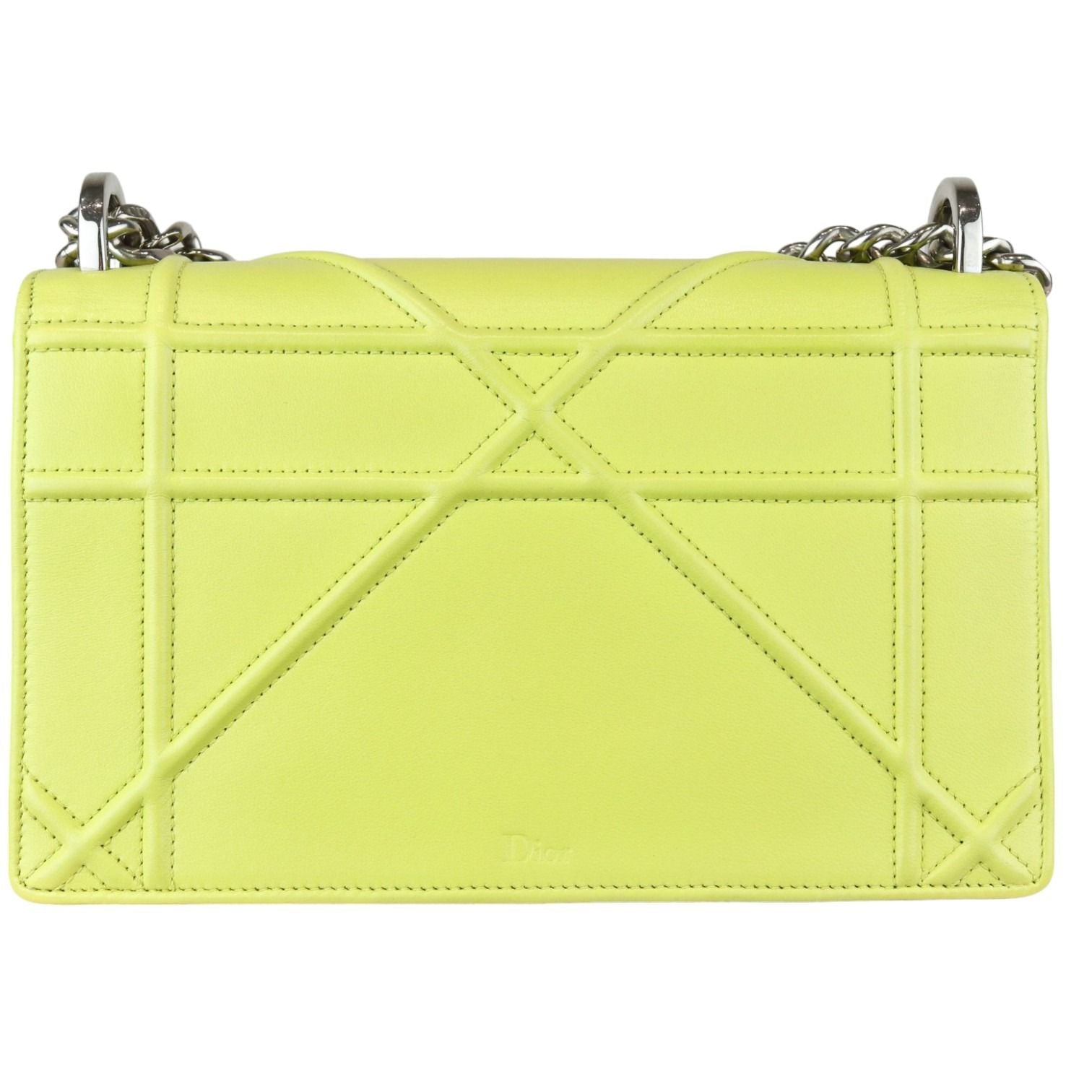 Christian Dior Diorama Flap Medium Calfskin Yellow SHW