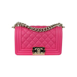 将图片加载到图库查看器，Chanel Leboy Flap Small Calfskin Quilted Pink GHW
