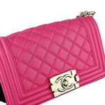 将图片加载到图库查看器，Chanel Leboy Flap Small Calfskin Quilted Pink GHW
