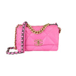 将图片加载到图库查看器，Chanel 19 Flap Small Lambskin Quilted Pink Mixed Hardware
