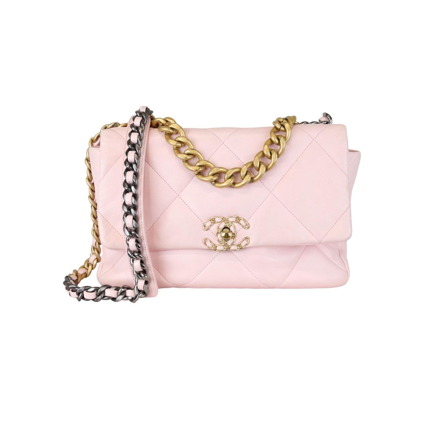 Chanel 19 Flap Large Lambskin Quilted Light Pink Mixed Hardware