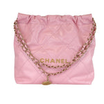 将图片加载到图库查看器，Chanel 22 Small Shiny Calfskin Quilted Pink GHW
