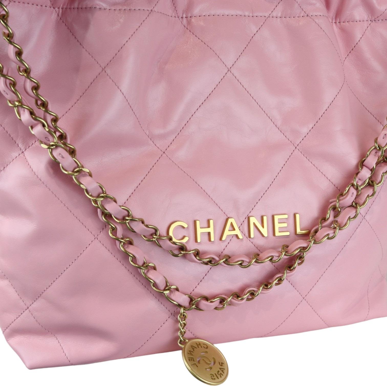 Chanel 22 Small Shiny Calfskin Quilted Pink GHW