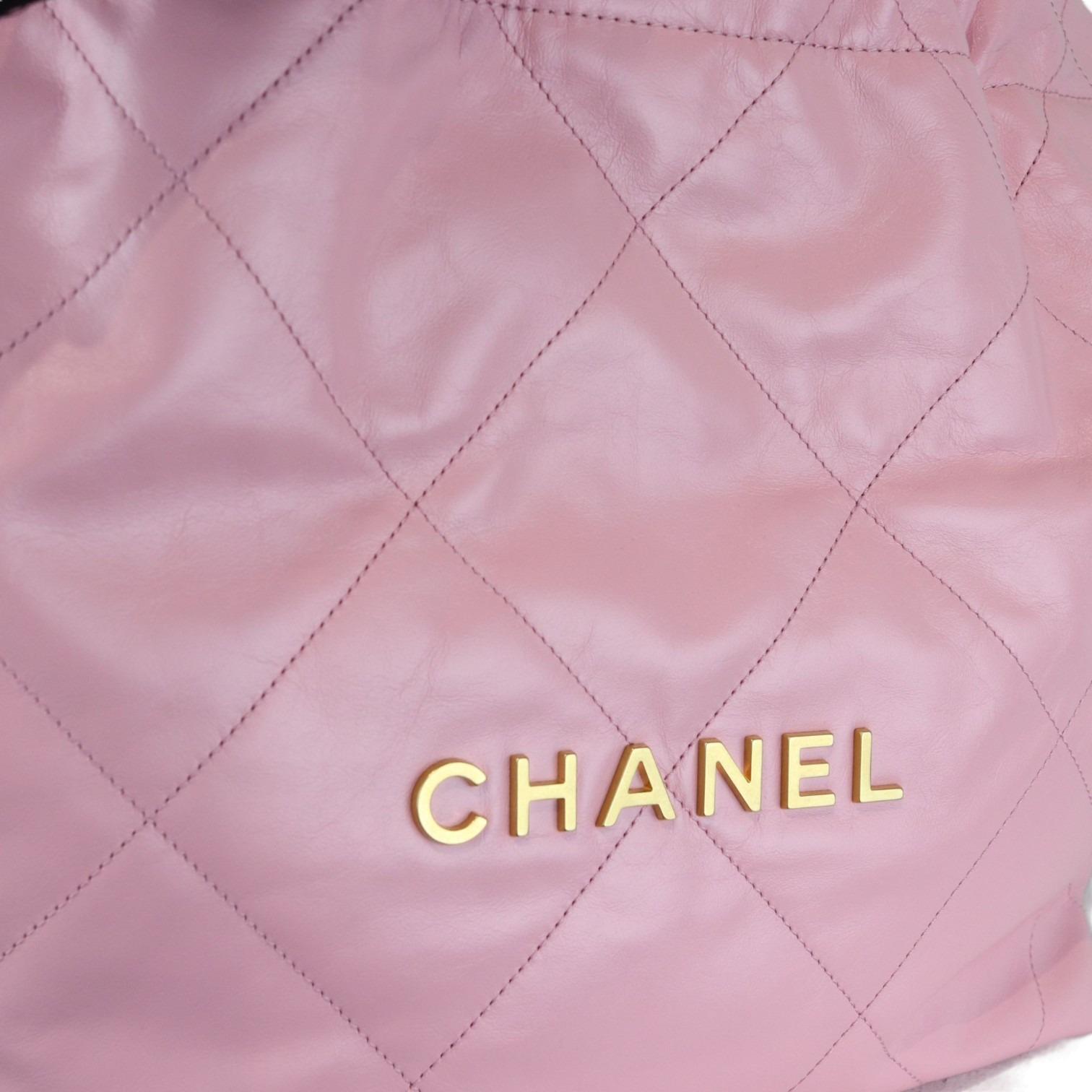 Chanel 22 Small Shiny Calfskin Quilted Pink GHW