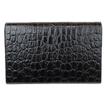 将图片加载到图库查看器，Saint Laurent YSL Kate Tassel Chain Wallet Calfskin Crocodile Embossed Black GHW
