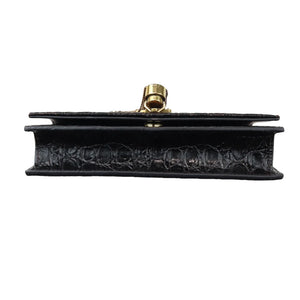 Saint Laurent YSL Kate Tassel Chain Wallet Calfskin Crocodile Embossed Black GHW