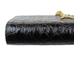 将图片加载到图库查看器，Saint Laurent YSL Kate Tassel Chain Wallet Calfskin Crocodile Embossed Black GHW
