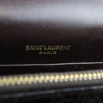 将图片加载到图库查看器，Saint Laurent YSL Kate Tassel Chain Wallet Calfskin Crocodile Embossed Black GHW
